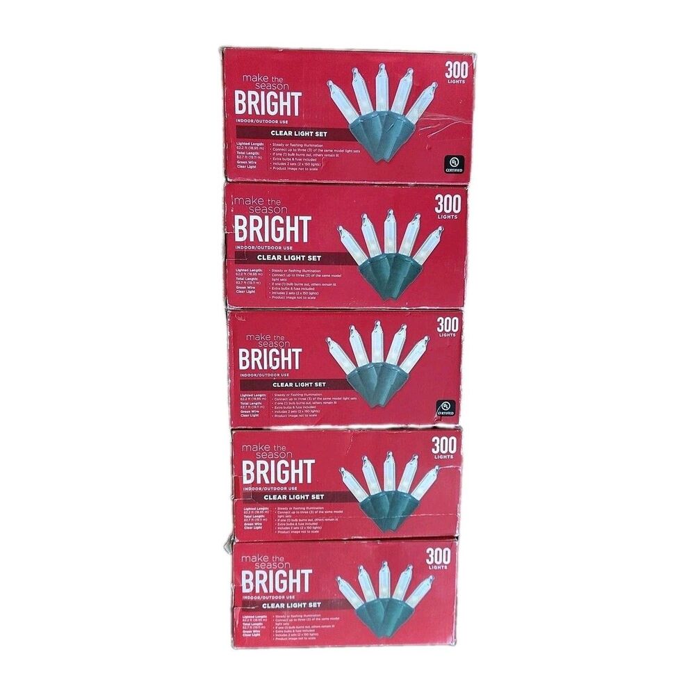 1500 Christmas Clear Lights 5 Boxes Indoor Outdoor Make The Season Bright NIB